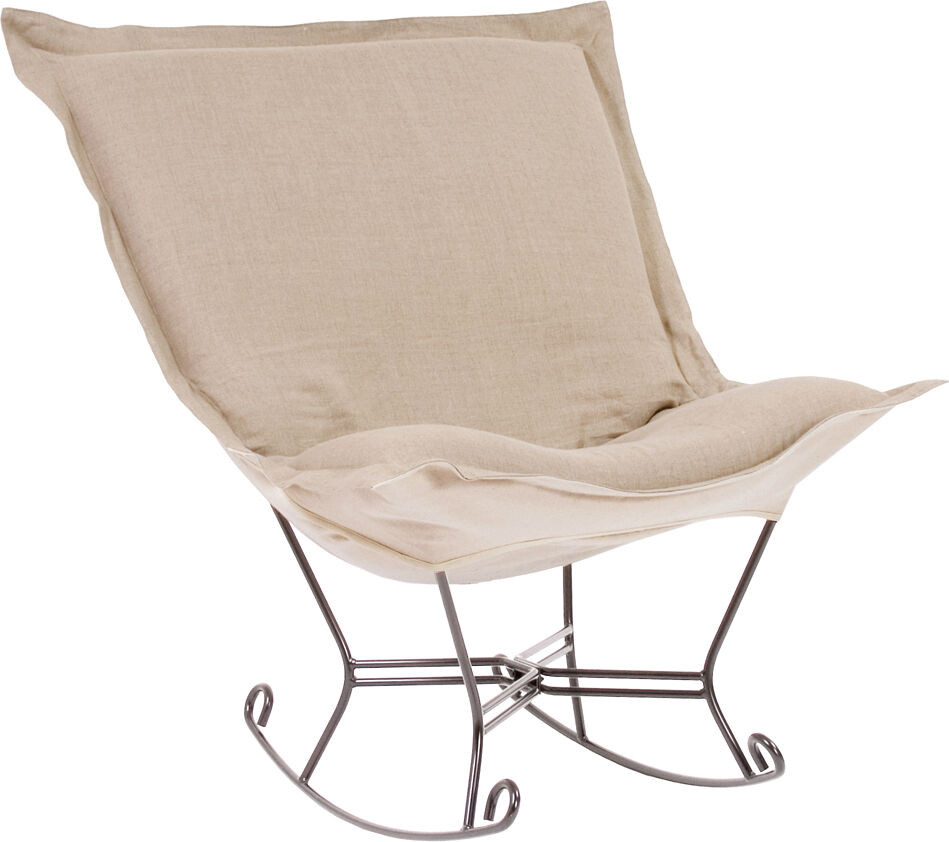 Prairie Linen Natural Scroll Puff Rocker   Transitional   Rocking Chairs   by BisonOffice  Houzz