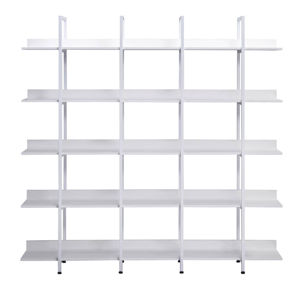 Harper  Bright Designs 70.9 in. H x 70.9 in. W White Industrial Style 5 Tier Open Bookshelf with Metal Frame FSX005AAK