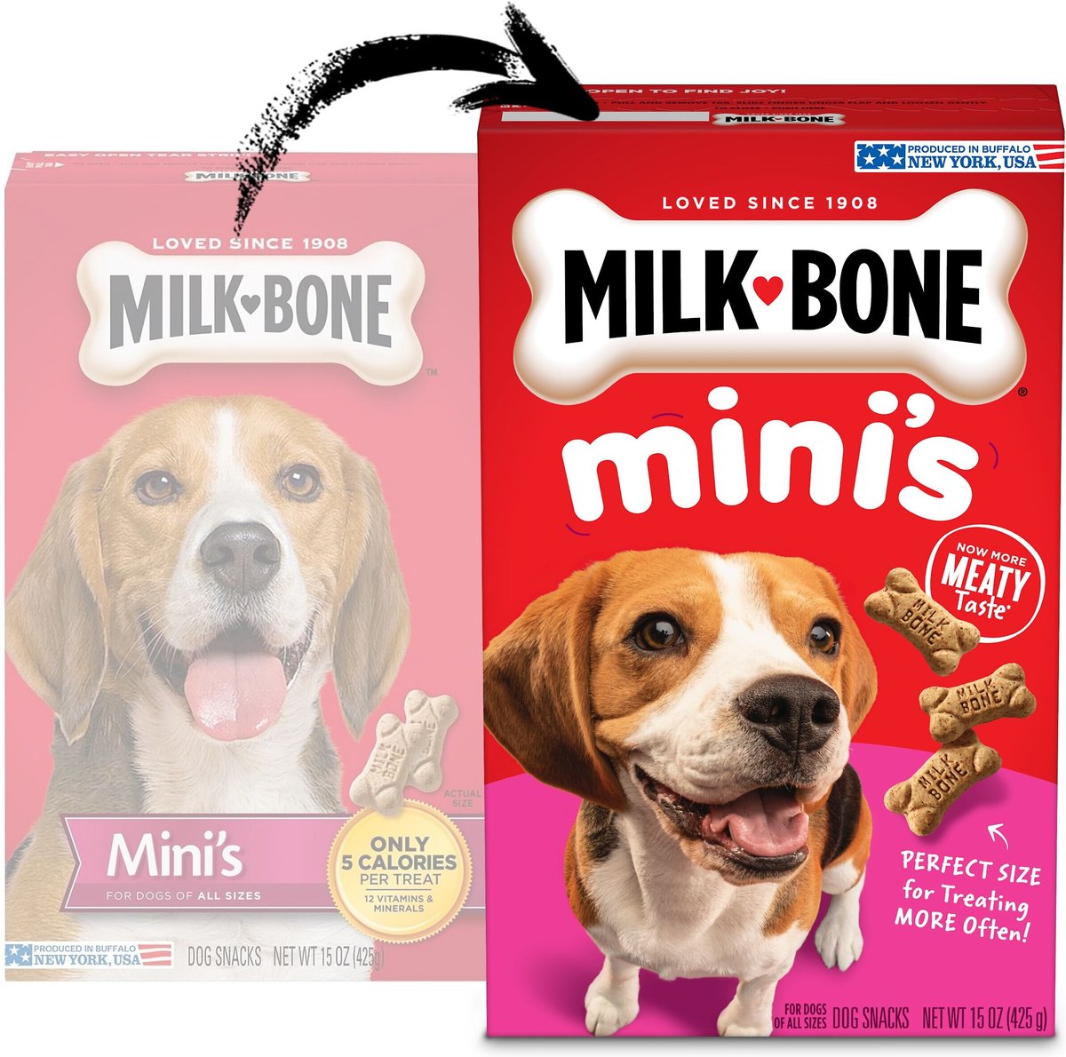 Milk-Bone Mini's Original Dog Biscuits Treats， 15-oz bag， case of 6