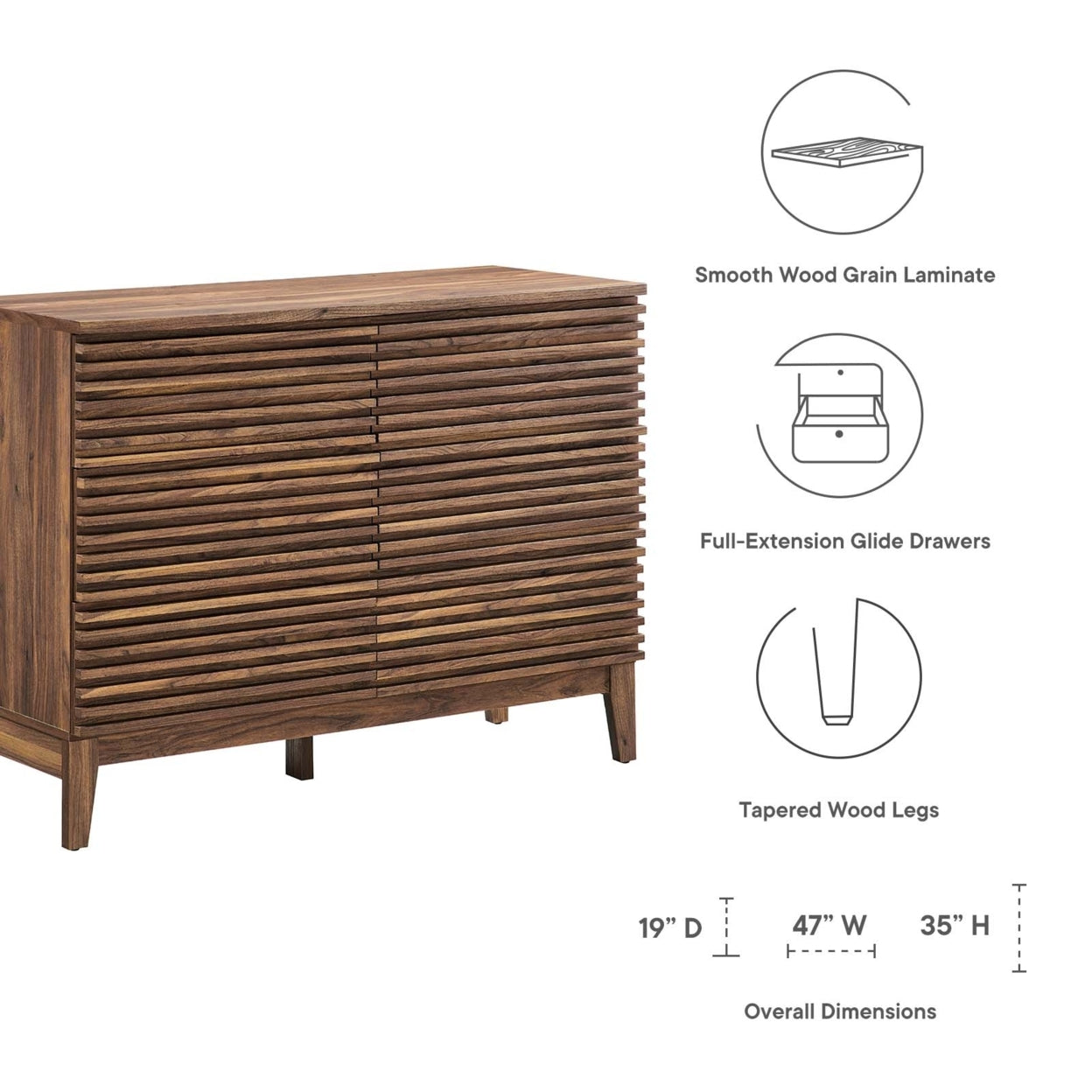 Modway Render 5-Drawer Dresser Chest-MOD-6968-WAL