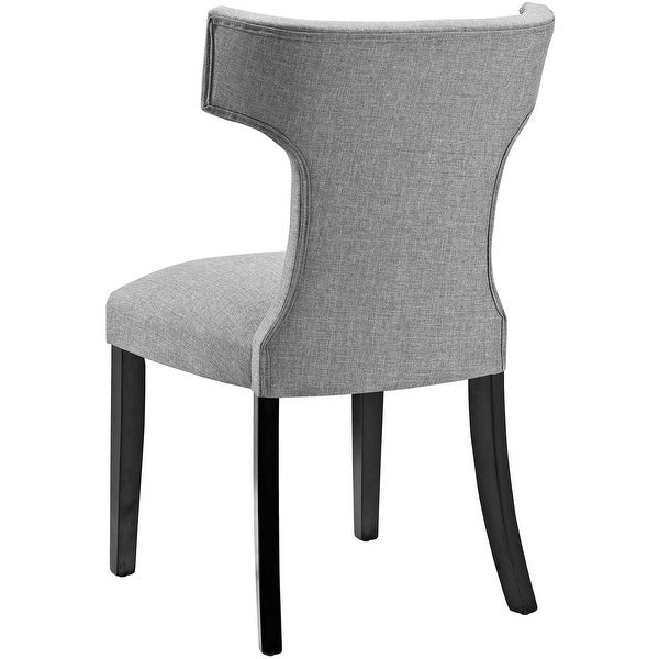 Zenta Modern Light Grey Fabric Curved Dining Chair with Nailhead Trim