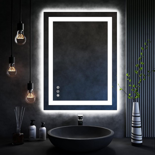 Rectangle Led Light Bathroom Mirror Aluminum Alloy Bathroom Mirror Tempered Glass Bathroom Mirror Wall Mounted Bathroom Mirror 24 32 Inches