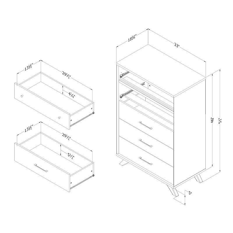 South Shore Flam 5-Drawer Chest