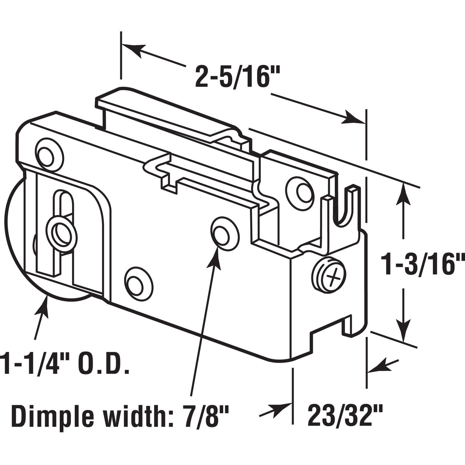 Prime-Line 1-1/4 in. D X 0.72 in. L Steel Roller Assembly 1 pk