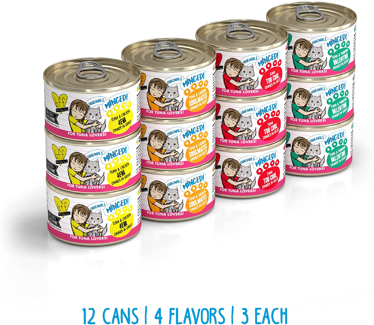 Weruva Wet Cat Food Best Feline Friend (B.F.F.)， Batch 'O Besties Variety Pack， 3oz Can (Pack of 12)