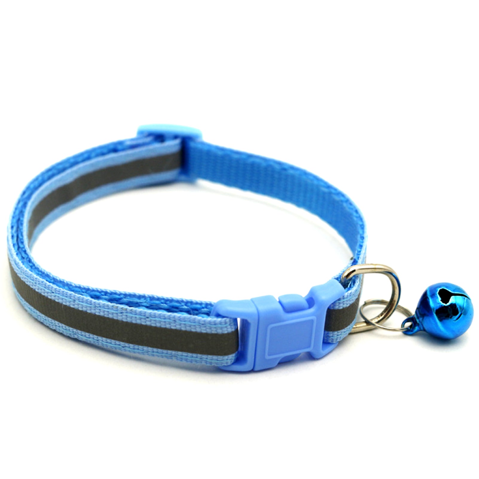 CHBORLESS 3 Pcs Nylon Reflective Cat Collar with Bell Adjustable Kitten Puppy Collars，Sky Blue