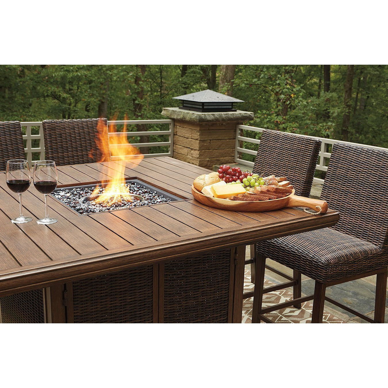 Sea Cliff Tall Firepit Dining Set Outdoor Bar Height