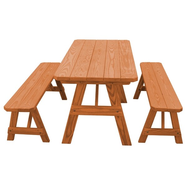 Pine 5' Traditional Picnic Table with 2 Benches