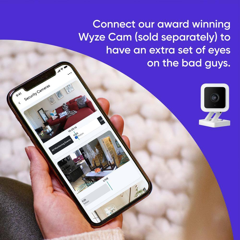 WYZE Wireless Home Security Sensor Kit with Hub Keypad Motion Entry Sensors and 6 Mo. of 247 Professional Monitoring WSHMS-6M