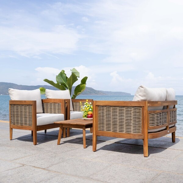 Safavieh Outdoor Living Amanda 4 Pc Set / Natural/Taupe