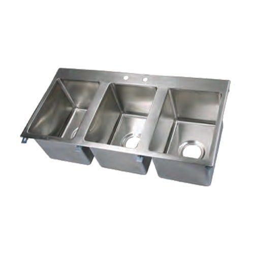 John Boos PB-DISINK101410-3 Drop-In Sink， Three Compartment， 10