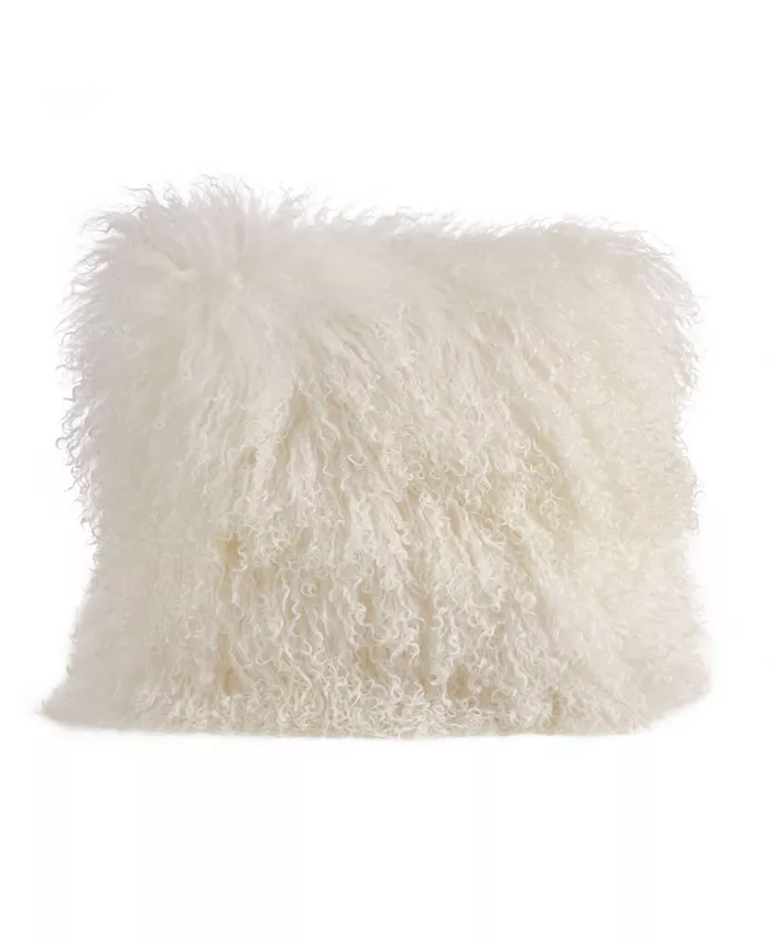 Saro Lifestyle Mongolian Wool Lamb Fur Decorative Pillow， 20