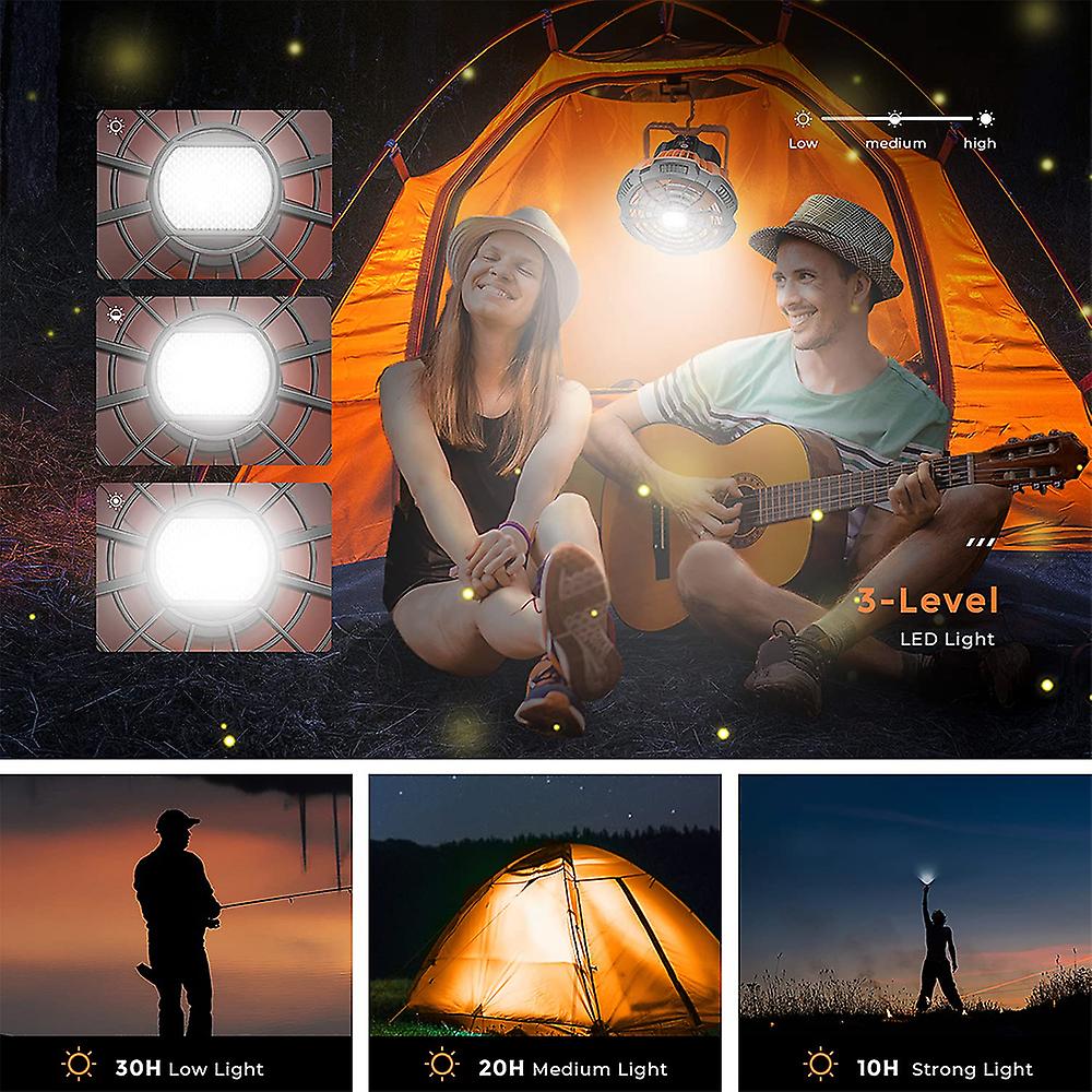 Camping Fan With Led Lantern Ceiling Tent Fan With Remote Control