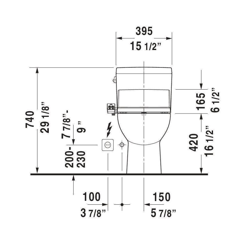 Duravit D-Code 1-Piece 1.28 GPF Single Flush Elongated Toilet in White Seat Not Included 0113010082