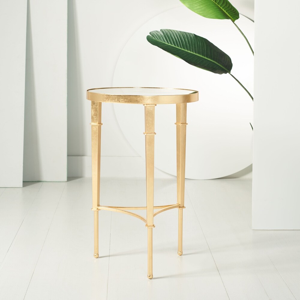 SAFAVIEH Couture Carly Round Gold Leaf Accent Table   16\