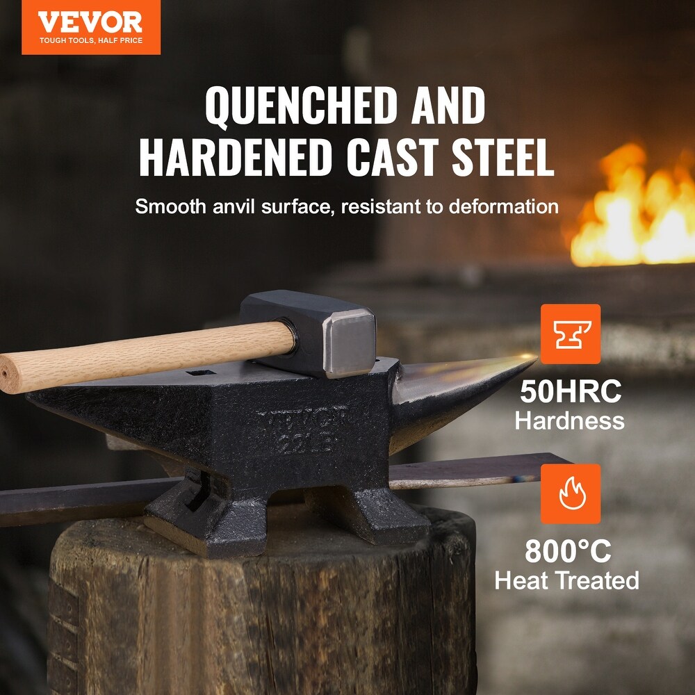 VEVOR Single Horn Anvil 8.8 22   66 Lbs Cast Steel Compact Design Stable Base High Hardness Rugged Round Horn Metalsmith Tool