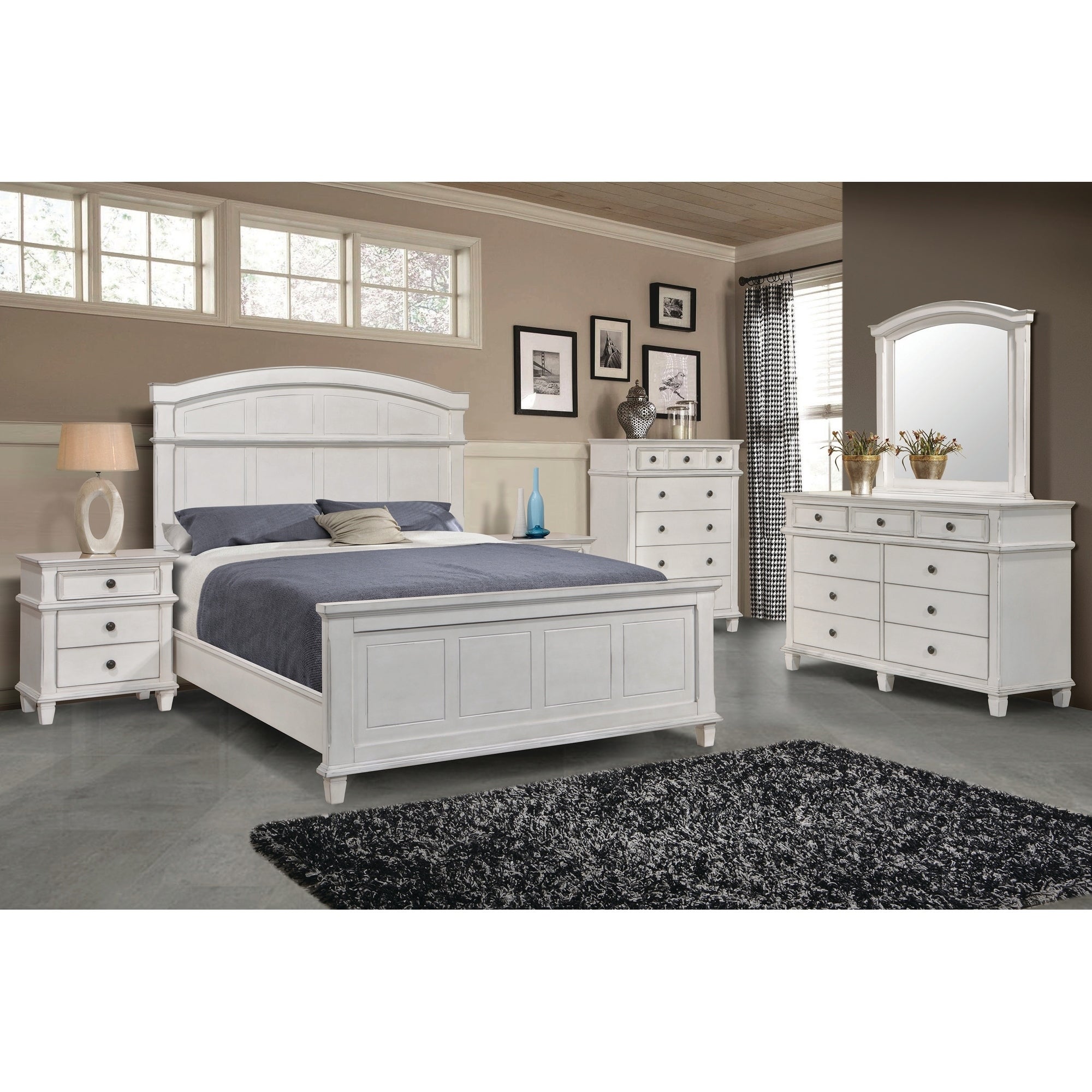 Coaster Furniture Carolina Antique White 4-piece Panel Bedroom Set - - 29141548