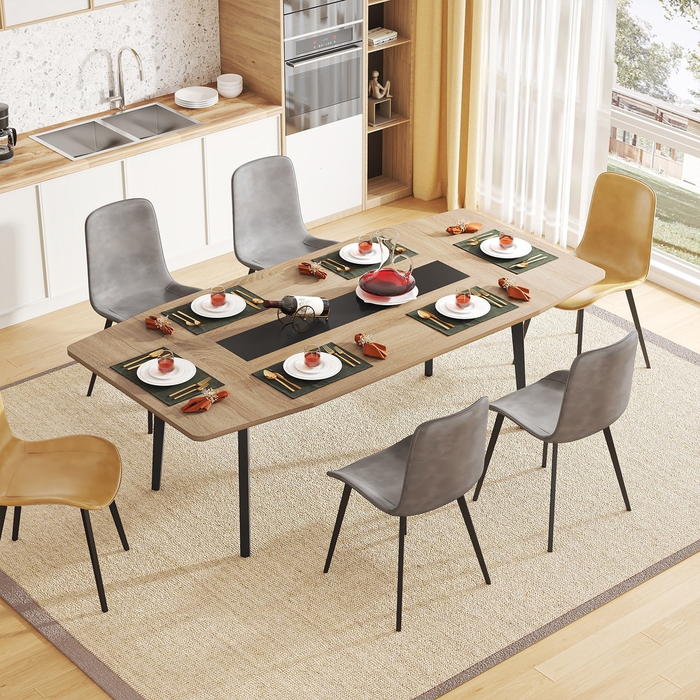 70.86L x30.71W x 29.52H Inches Rectangle Modern Dining Table for 6 8 People    Oak   70.86L x30.71W x 29.52H