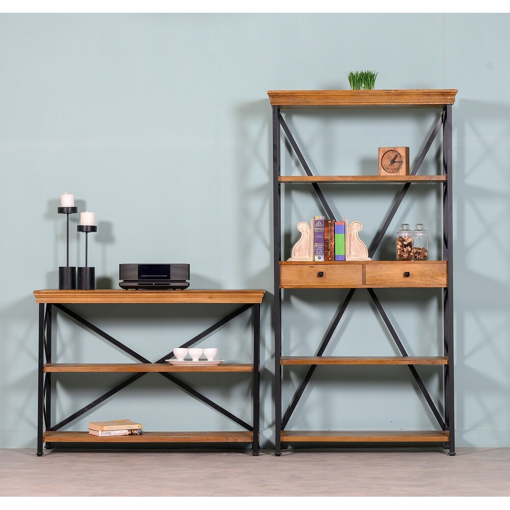 Dakota Wood Metal Tall Etagere Bookshelf