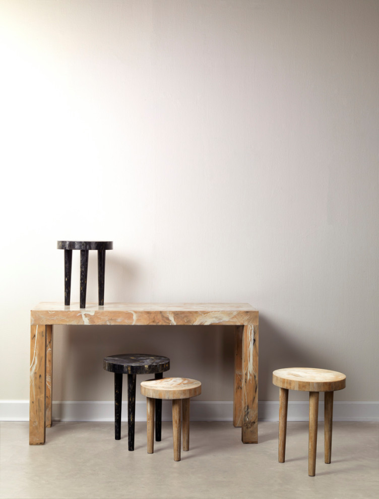 Elegant Marbleized Swirl Black Resin Accent Table 20 quotRound Gray Faceted   Contemporary   Side Tables And End Tables   by My Swanky Home  Houzz