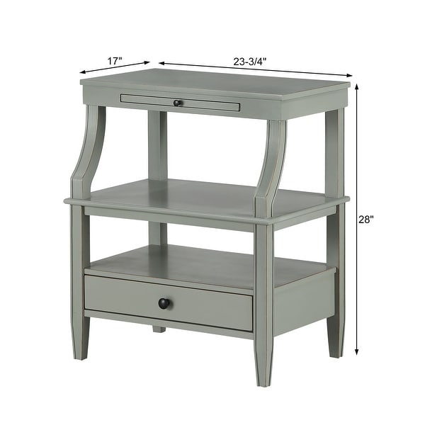 3-Tier Storage Coffee Table Rectangle Nightstand with a Drawer End Table with Pull Out Drink Tray Side Table for Living Room