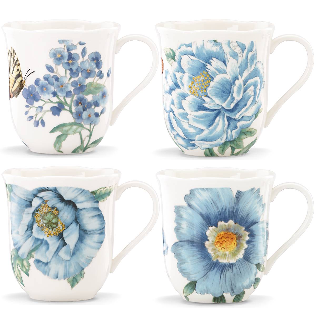 Butterfly Meadow Blue 4-Piece Mug Set