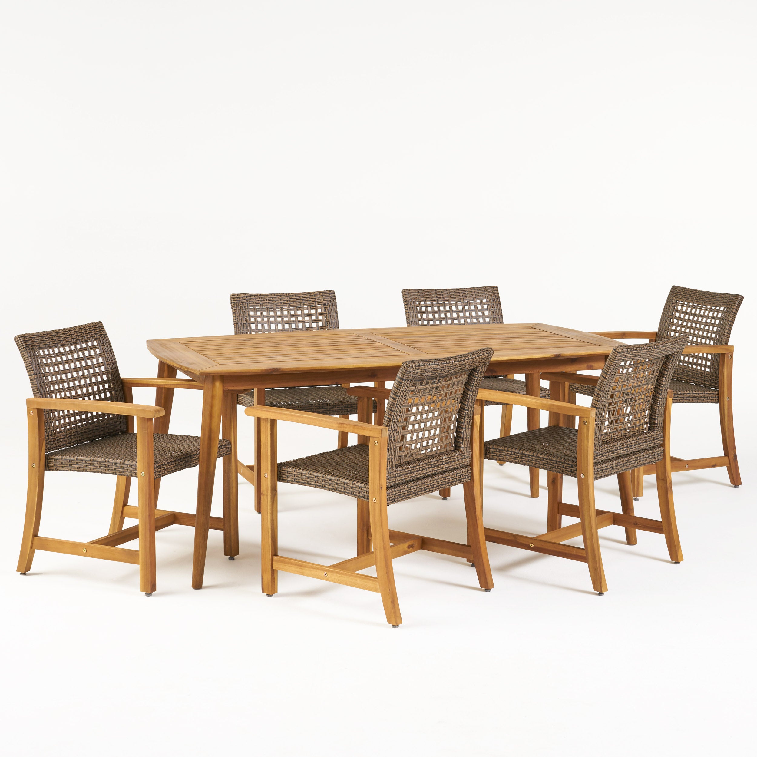 Alian Outdoor 6 Seater Acacia Wood Dining Set