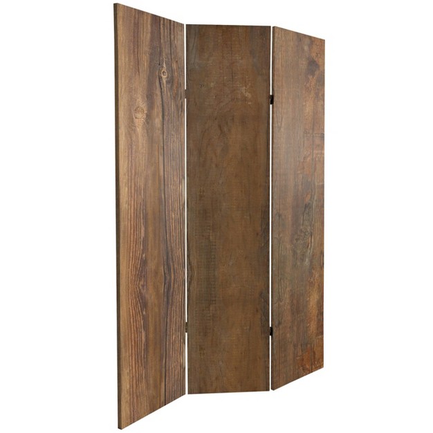 Double Sided Wood Grain Canvas Room Divider Brown Oriental Furniture