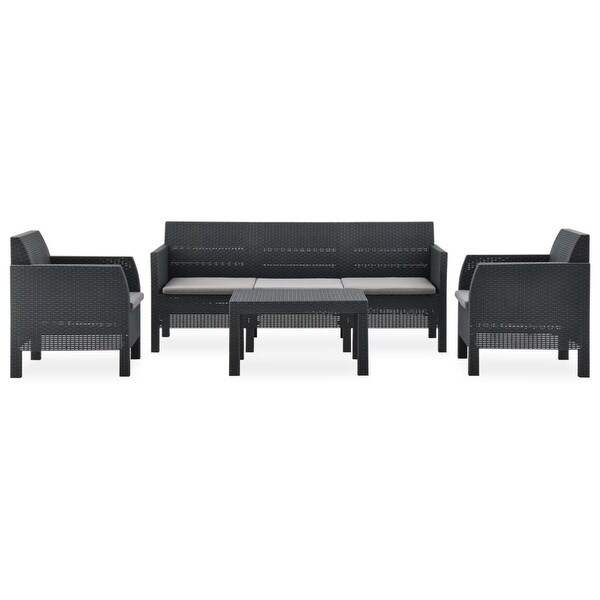 4 Piece Patio Lounge Set with Cushions PP Rattan Anthracite - Overstock - 36226318