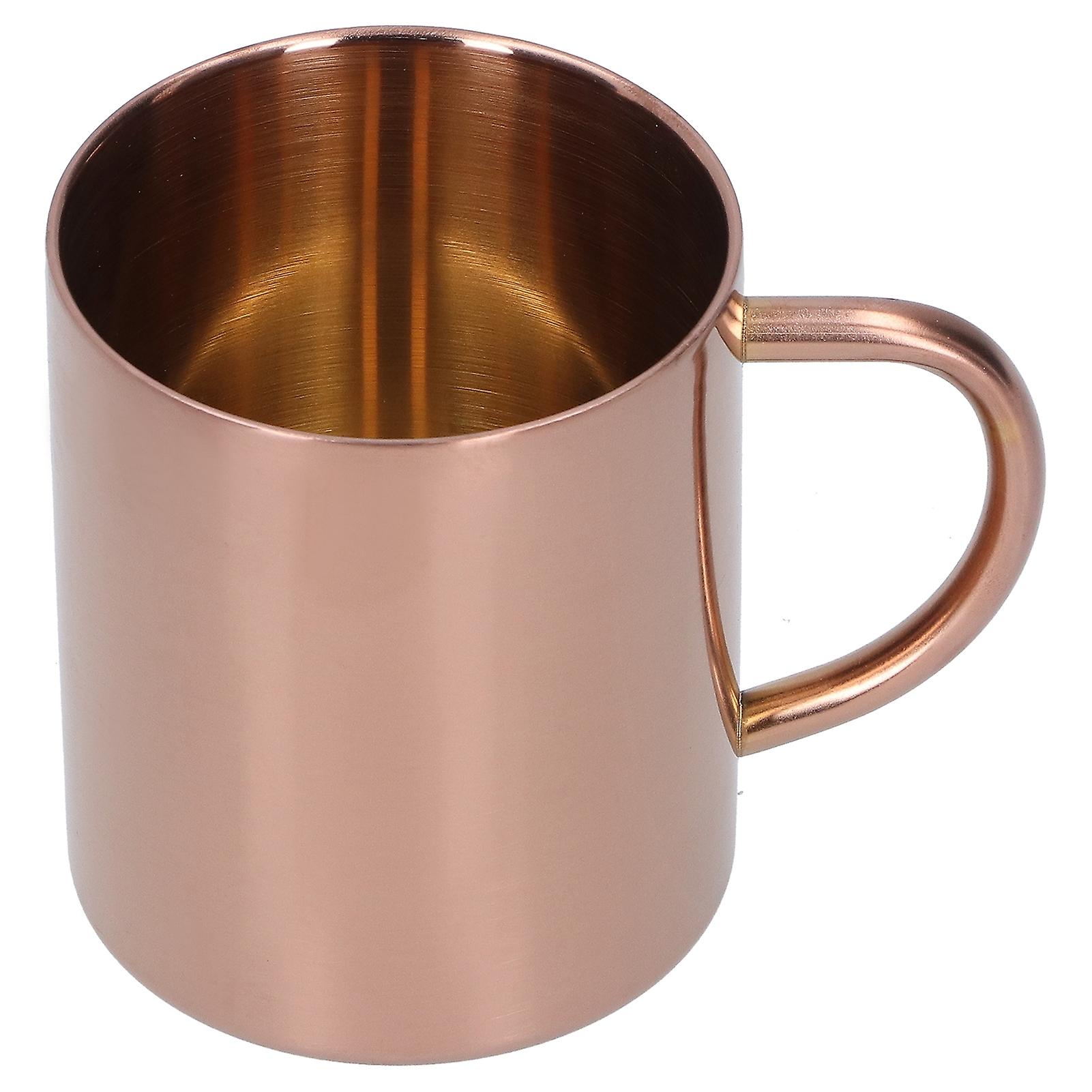 Mug Cup 304 Stainless Steel Double Layer Anti Scald Coffee Tea Water Cup with Handle 400ml(Rose Gold )