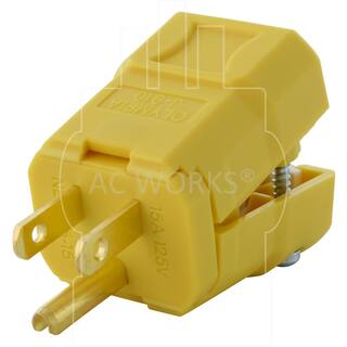 AC WORKS 15 Amp 125-Volt NEMA 5-15P Square Household Plug with UL C-UL Approval ASQ515P-YW