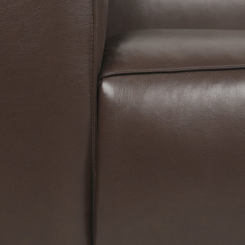 Contemporary Sofa  Faux Leather Upholstered Seat With Tuxedo Arms   Contemporary   Sofas   by Decorn  Houzz