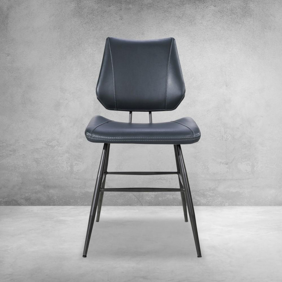 Venus Modern Set of 2 Chair in Blue Grey with Metal   Midcentury   Dining Chairs   by AMOC  Houzz