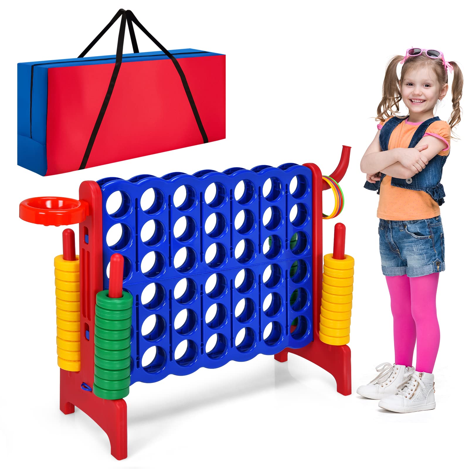 Costzon Giant 4-in-A-Row, Jumbo 4-to-Score Giant Game, Backyard Games (with carrying bag)