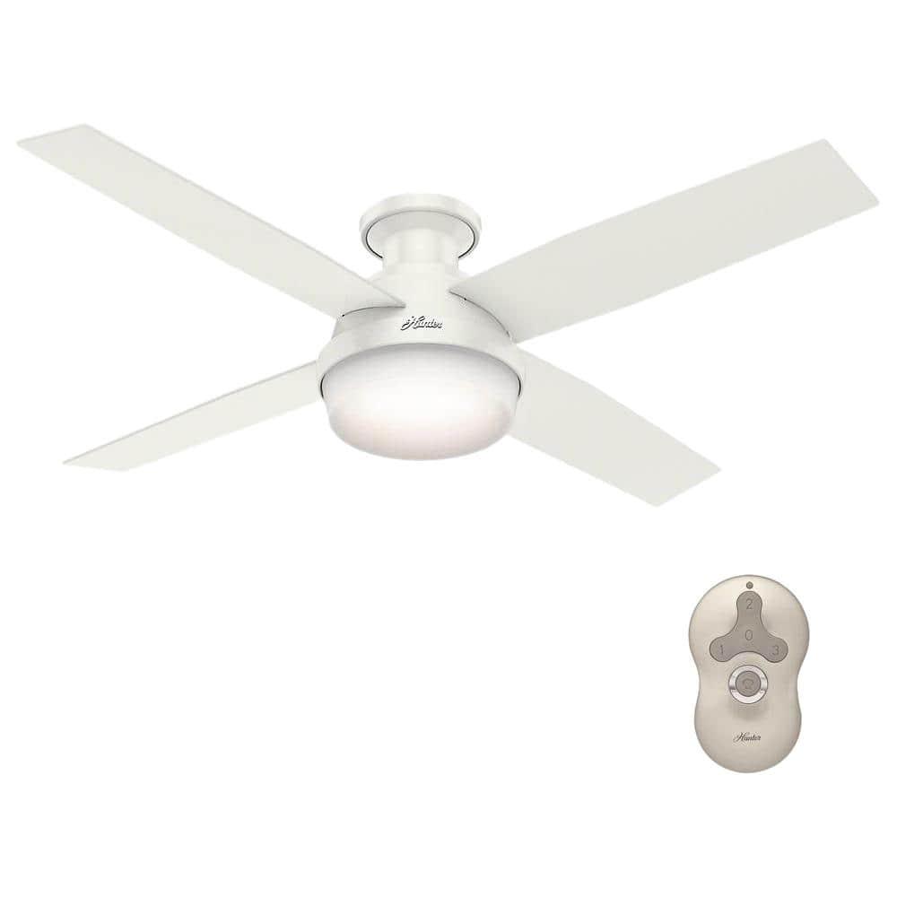 Hunter Dempsey 52 in Low Profile LED Indoor Fresh White Ceiling Fan with Universal Remote