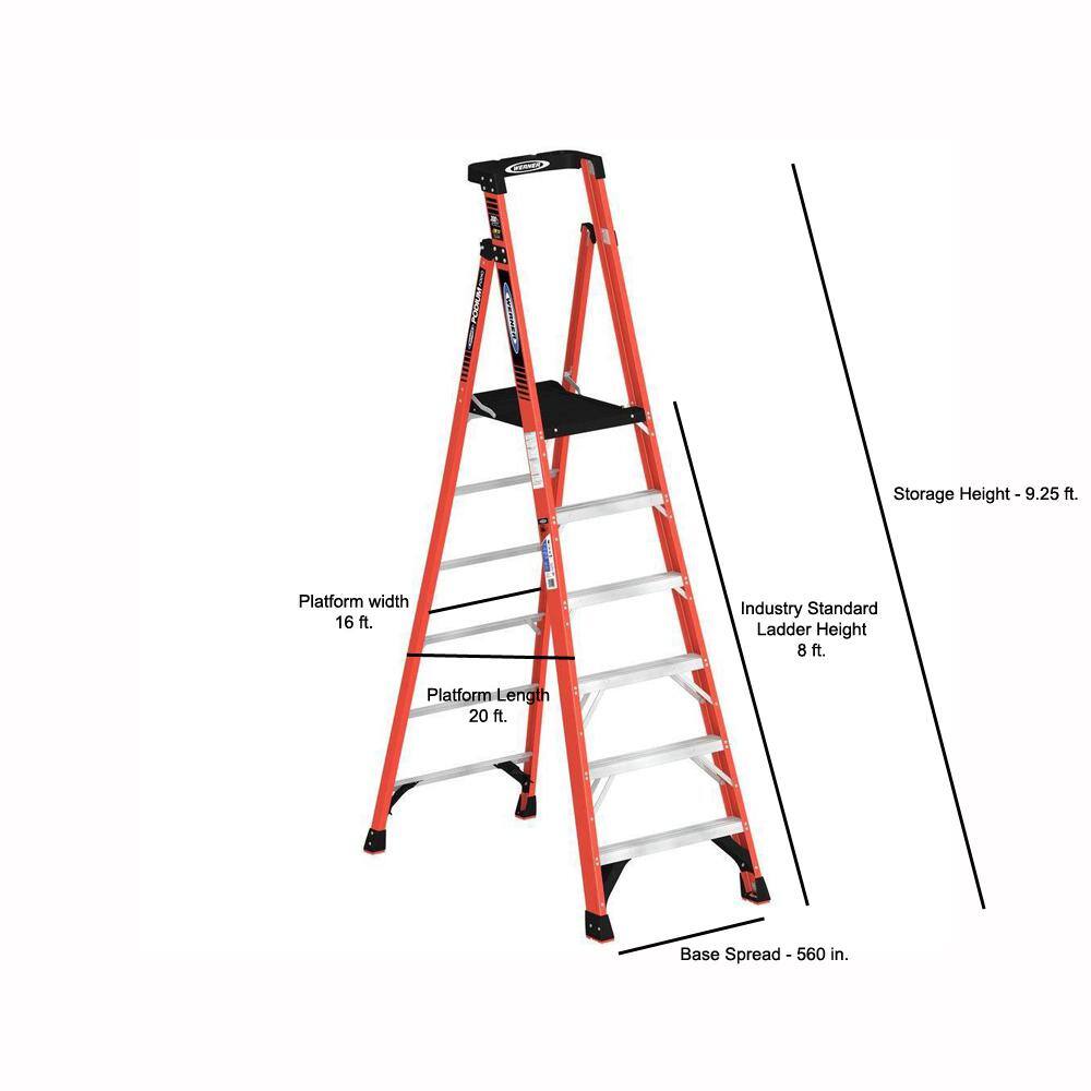 Werner 6 ft. Fiberglass Podium Step Ladder ( 12 ft. Reach Height) with 300 lbs. Load Capacity Type IA Duty Rating PDIA06