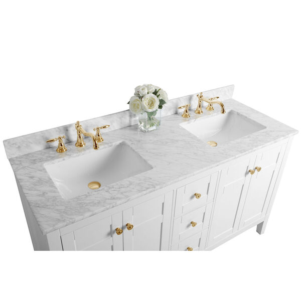 Maili Carrara White 60-Inch Vanity Console with Mirror