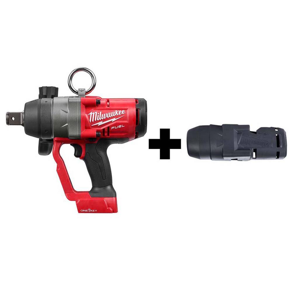 MW M18 ONE-KEY FUEL 18V Lithium-Ion Brushless Cordless 1 in. Impact Wrench with Friction Ring With Protective Boot 2867-20-49-16-2867