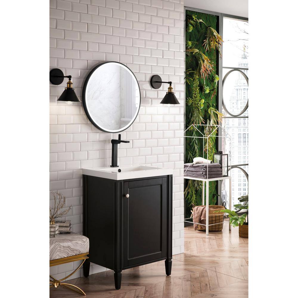 James Martin Vanities Britannia 23.6 in. W x 18.1 in. D x 35.4 in. H Bath Vanity in Black Onyx with White Glossy Top E652V24BKOWG