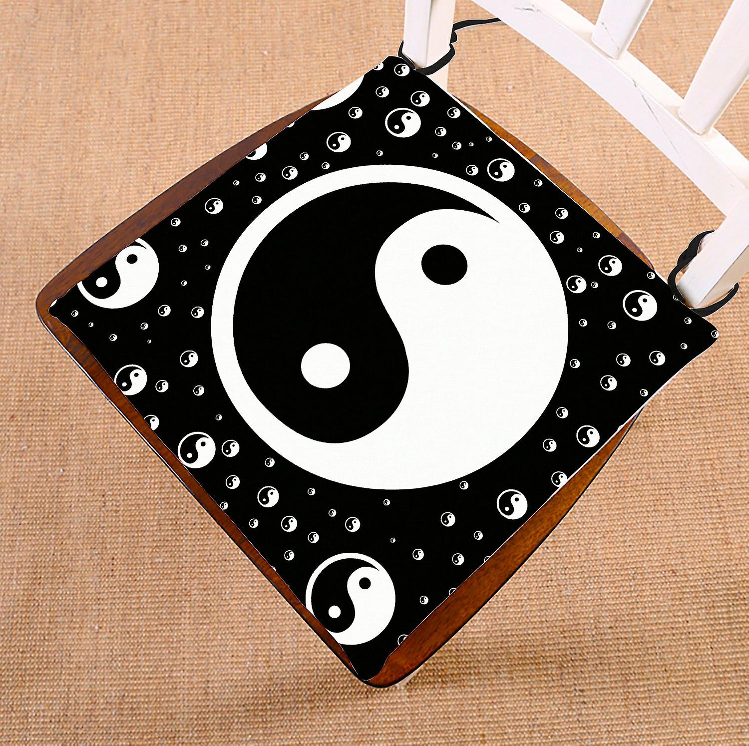 Asian Chair Pad， Chinese Symbol Of Taoism Yin Yang Seat Cushion Chair Cushion Floor Cushion 45x45 Cm