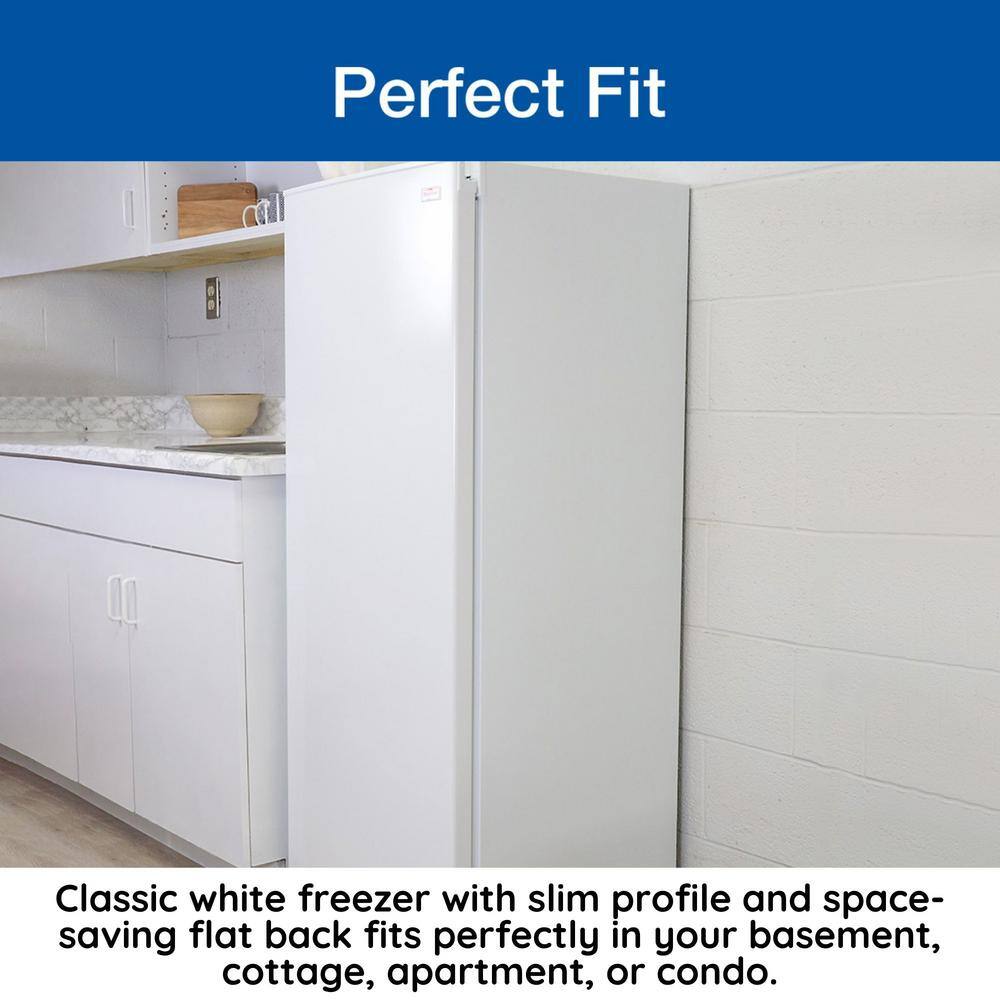 Koolatron Slim Upright Freezer 5.3 cu. ft. (150L) White Energy-Efficient Manual Defrost Design Flat Back KTUF160