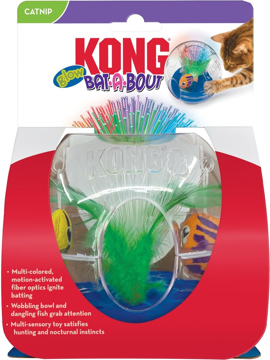 KONG Bat-a-Bout Glow Aquarium Cat Toy with Catnip