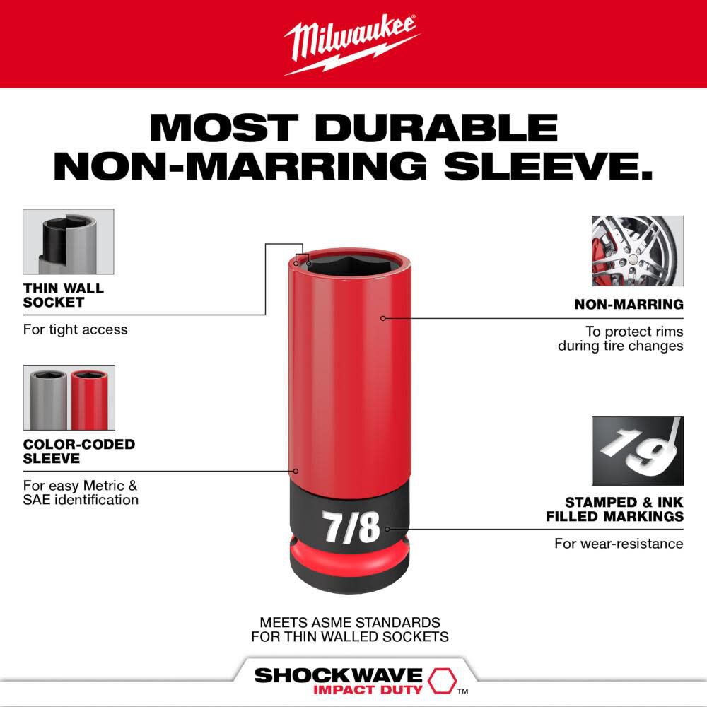 Milwaukee SHOCKWAVE Impact Duty Socket 1/2 Drive 7/8