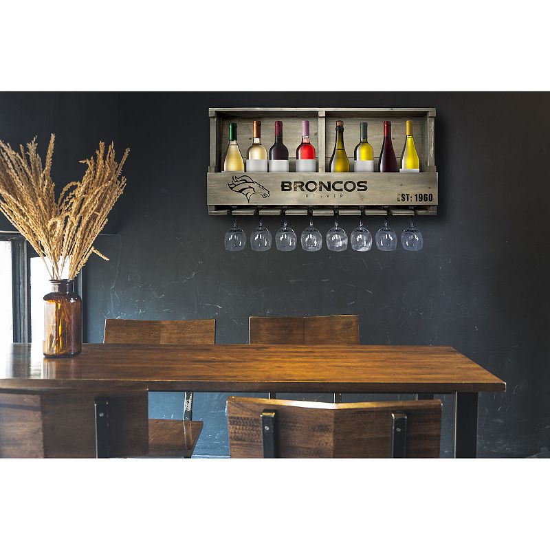 Denver Broncos Wine Bar Wall Shelf