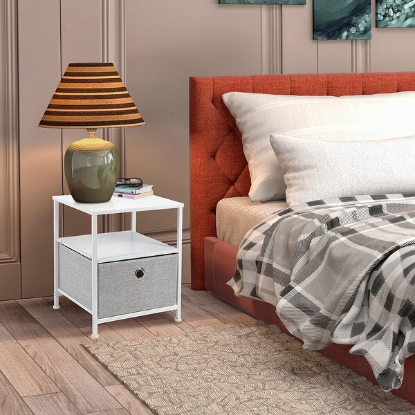 Nightstand 1-Drawer Shelf Storage Bedroom Furniture and End Table Chest - - 26062243