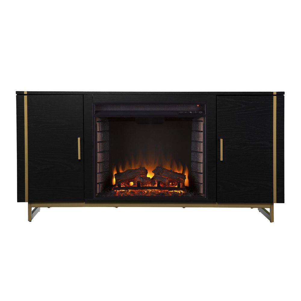 SEI FURNITURE Biddenham Electric Fireplace Console with Media Storage in Black HD313801