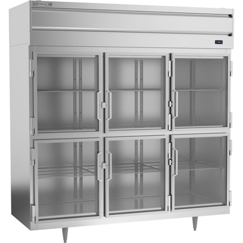 Beverage-Air PR3HC-1BHG Reach-In Refrigerator， P-Series， 3-Section， 6 Glass Half-Doors