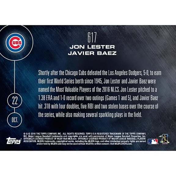 Topps TPS 16TN 0617 C MLB Chicago Cubs Javier Baez...