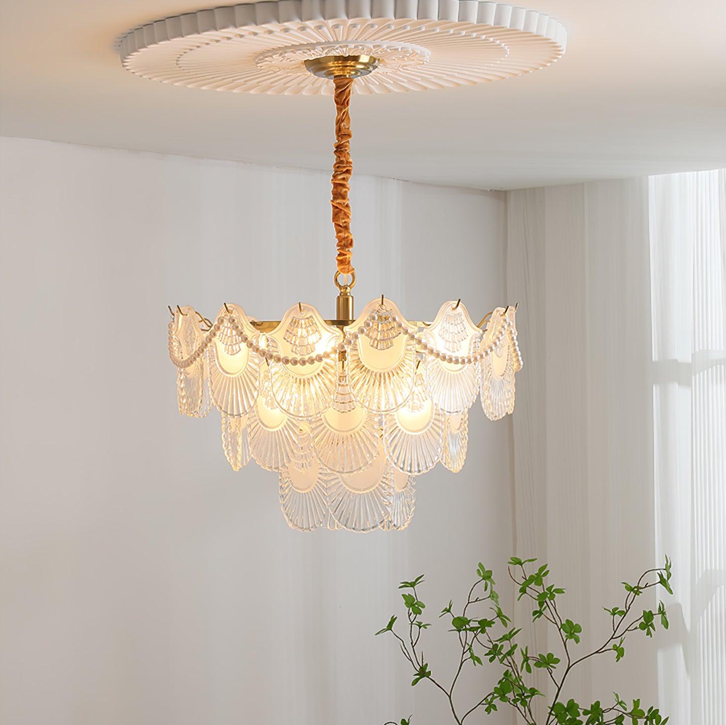 Pearl Glass Shell Chandelier