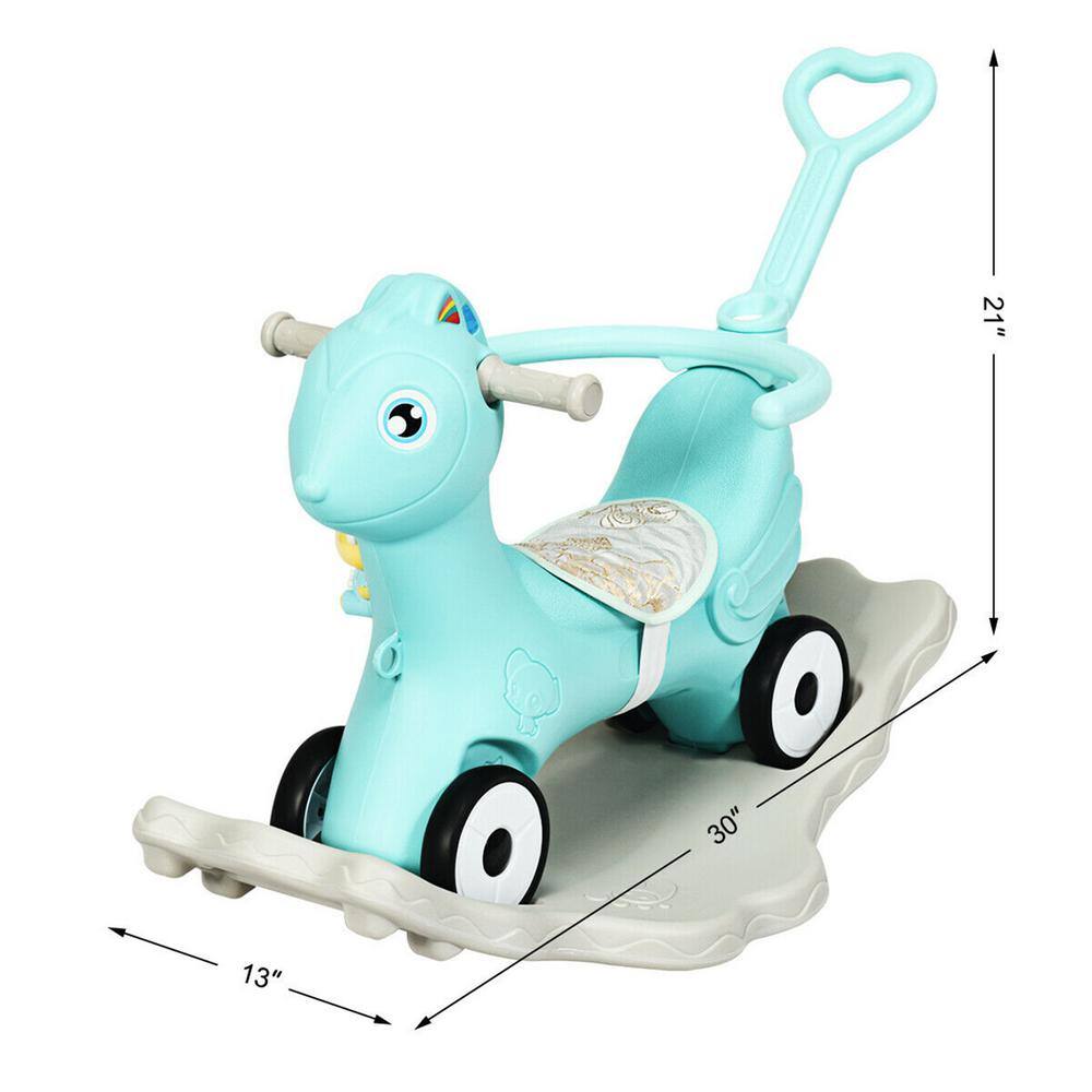 Gymax GYM05460 Baby Rocking Horse 4 in 1 Kids Ride On Toy Push Car with Music Indoor Outdoor Gift